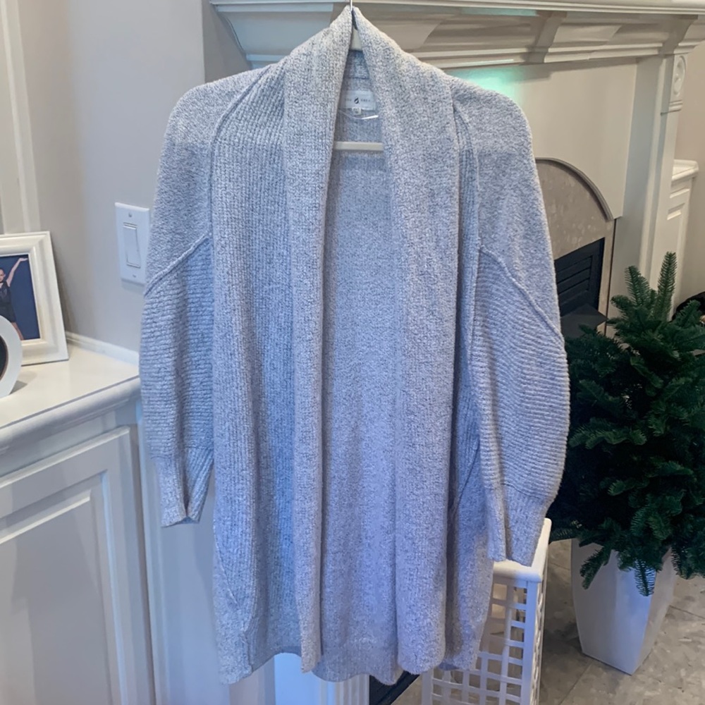 Lou & Grey Grey Heathered Oversized Cardigan